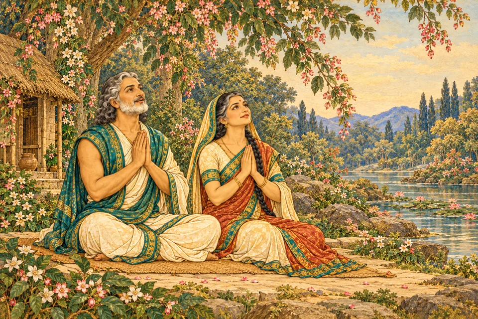 Manu and Shatarupa gently ask to see the Lord's form with their eyes.