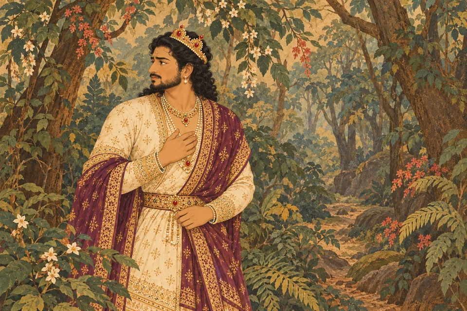 Pratapbhanu loses his way in the great forest after turning back from the inaccessible cave.