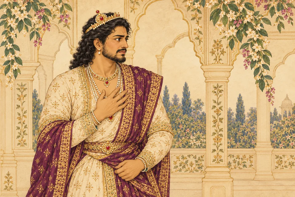 Pratapbhanu stands distressed and speechless after the warning stops the feast.