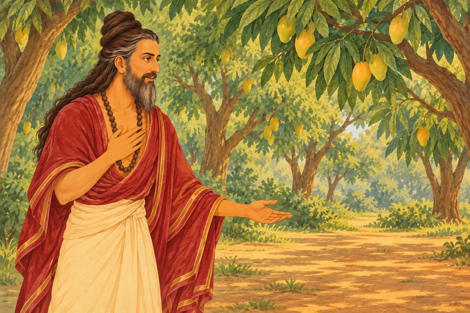 Vishvamitra says the mango grove pleases him and asks Rama to stay there.