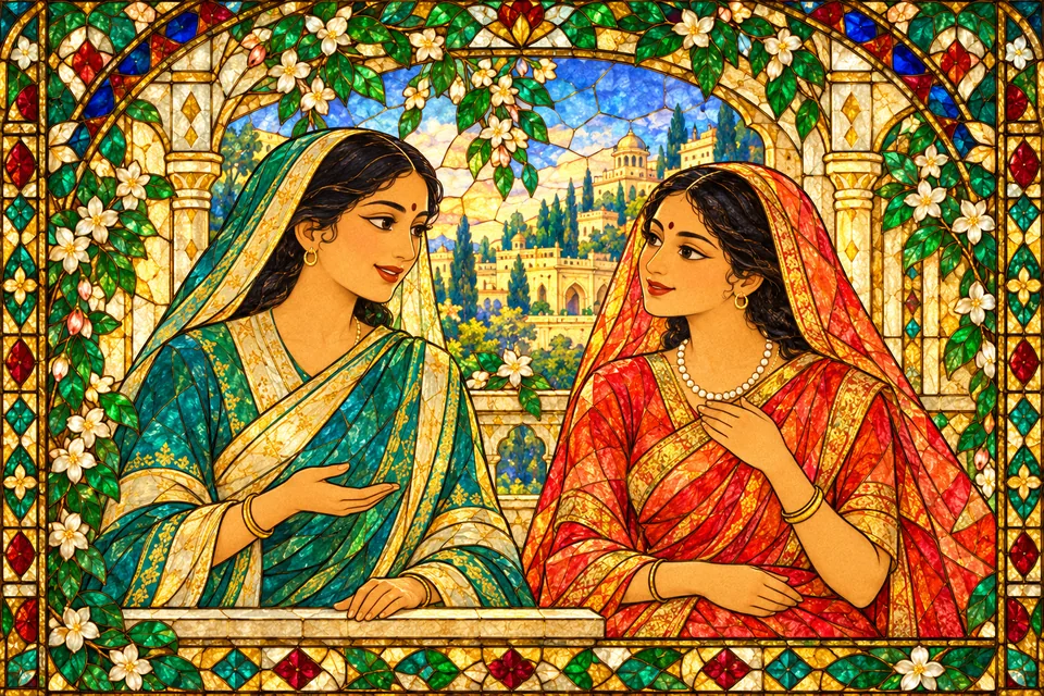 Two Mithila women hope Rama may marry Janaki and that the family relationship will bring future visits.