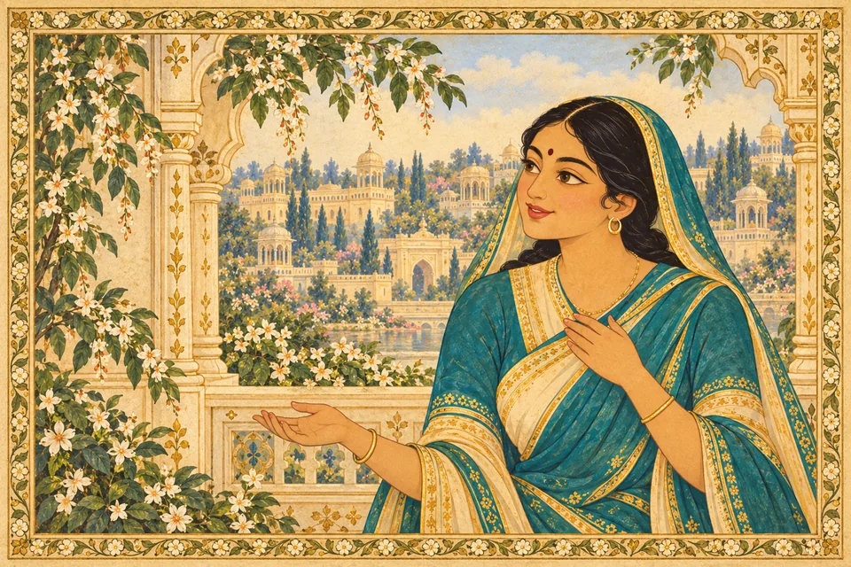An unnamed Mithila woman gently reassures her companions of Rama’s power and the hoped-for marriage.