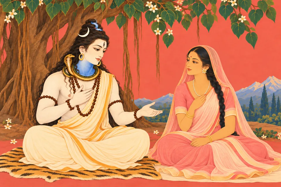 Shiva encourages thoughtful Uma to reflect and abandon doubt; his sunlight comparison remains spoken.