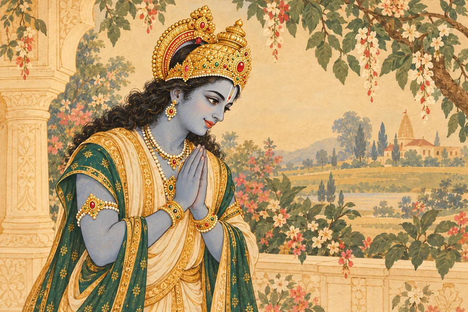 Hari accepts Narada's curse and makes kind entreaties to the sage.