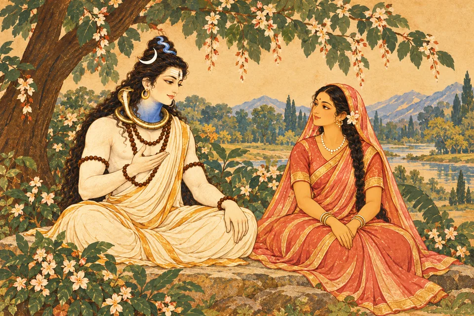Shiva tells Uma the sacred history of Manu and Shatarupa.