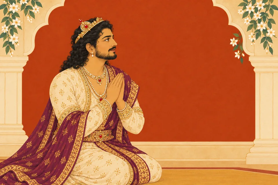 Pratapbhanu requests freedom from age, death and suffering, victory in battle, and enemyless sovereignty for a hundred kalpas.
