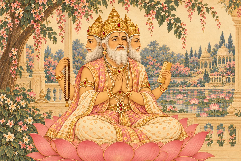 Brahma offers a final prayer, representing the gods who return to their own abodes as the Lord manifests.