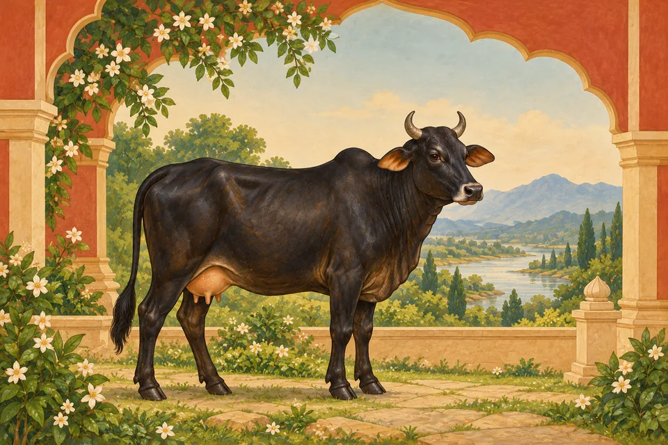 An ordinary black cow represents one of the beneficiaries explicitly named in the verse on the Lord’s incarnation.