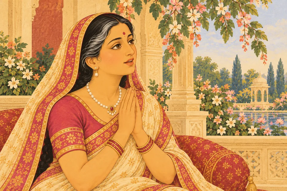 Kaushalya prays with joined hands that the Lord’s Maya may never envelop her again.