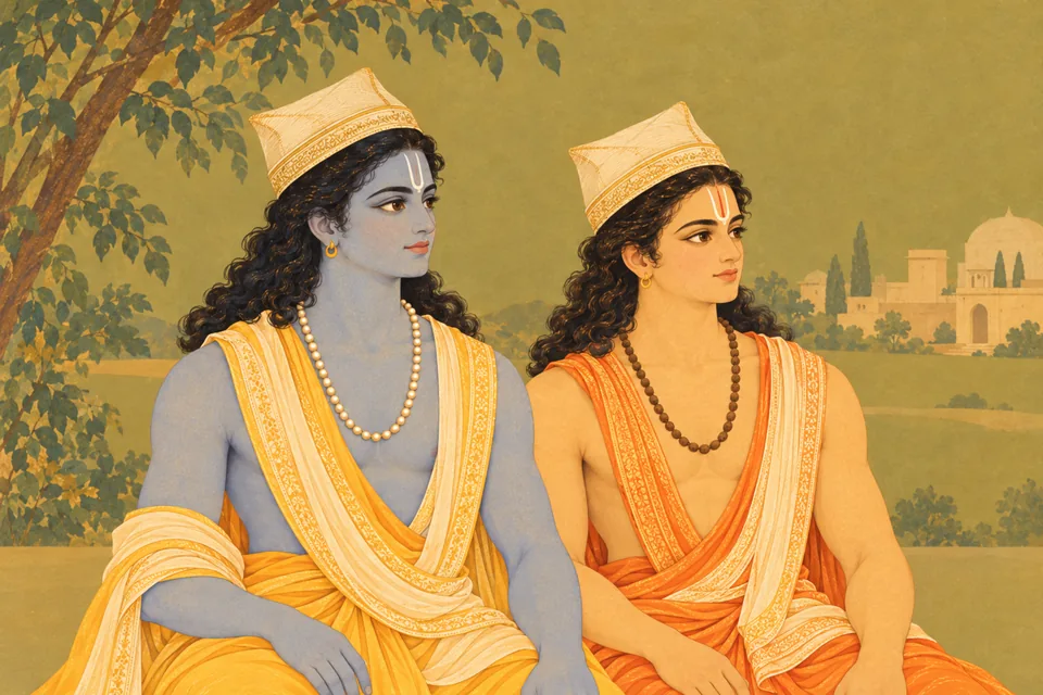 The youthful brothers with dark curly hair and beautiful four-cornered caps, praised as beautiful from head to foot.