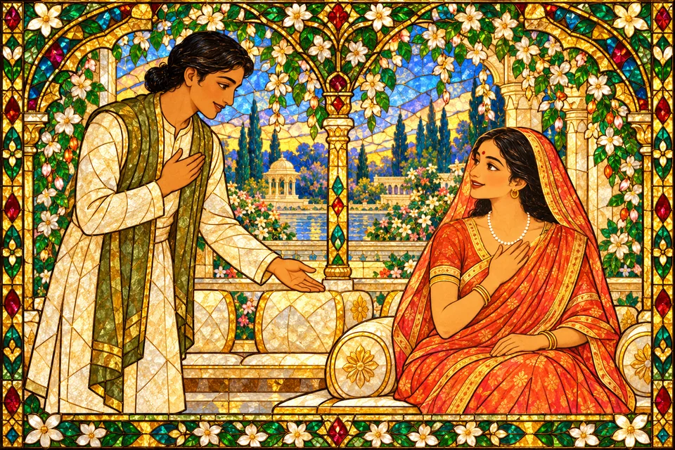 Janaka’s humble servants speak gently and seat the men and women in their appropriate places.