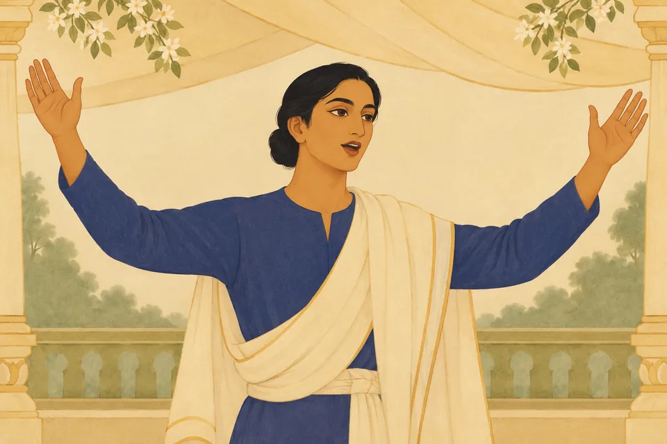 An anonymous herald raises his arms and calls on all kings to hear Videha’s vow.