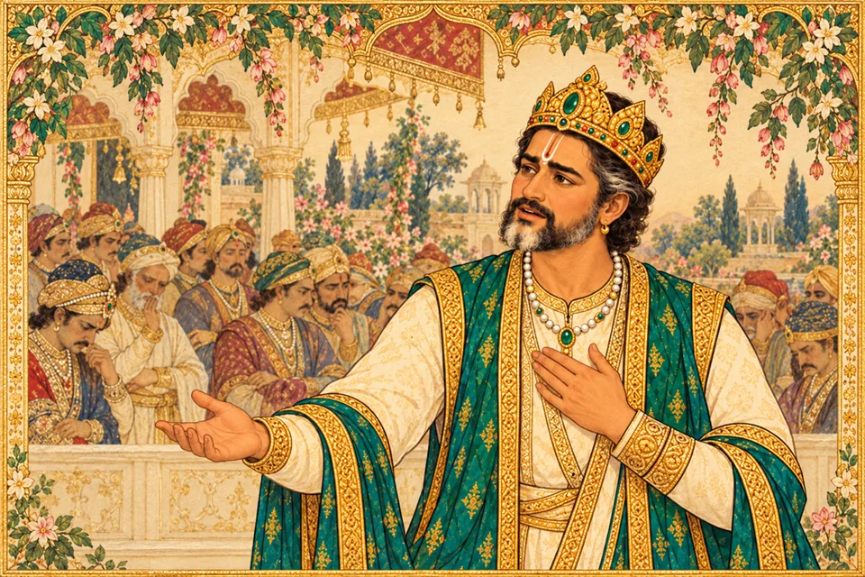 Janaka laments that the Creator seems to have made no one able to master the bow and win the princess, victory and fame.
