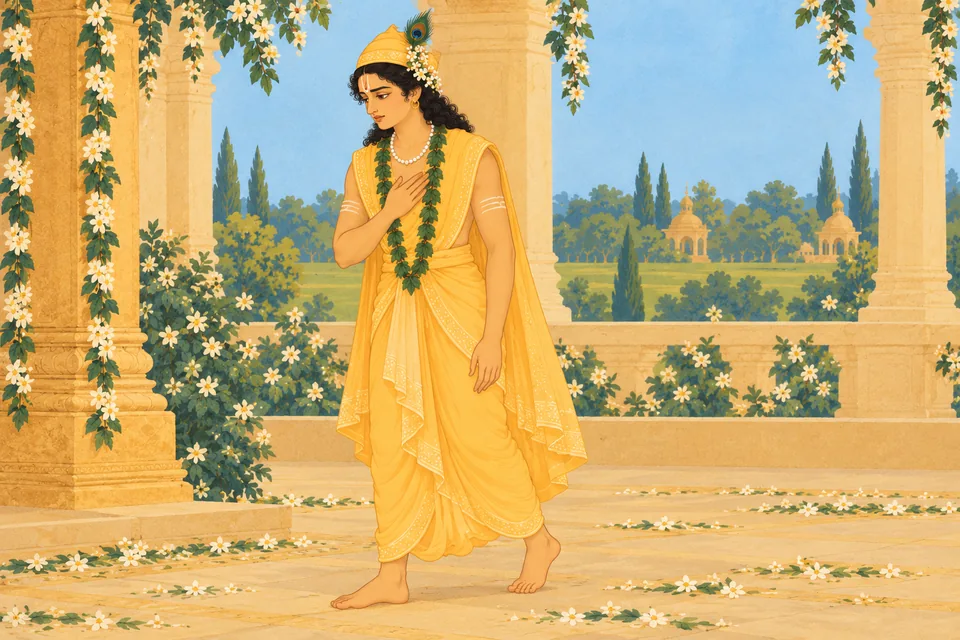 Lakshmana stops his contrary speech and moves toward the guru after Rama’s stern glance.