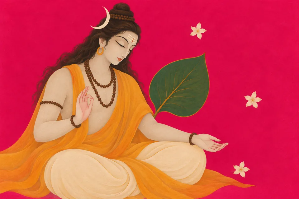 Shiva as the eternal Guru, with a clearly curved crescent resting in his matted hair.